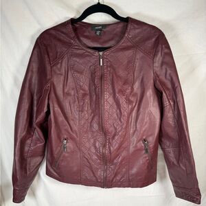 Alfani Deep Burgundy Vegan Leather Zipper Jacket L